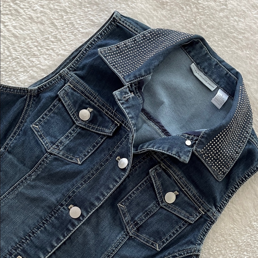 Chico's Platinum Denim Studded Vest